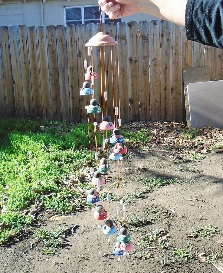 Clay Bell Vintage Wind Chime Or Stringer 15 Senoritas Girls Hand Painted Wind Chime Or Spinner Made From Terracotta Bells And Shaped As Mexican Senoritas