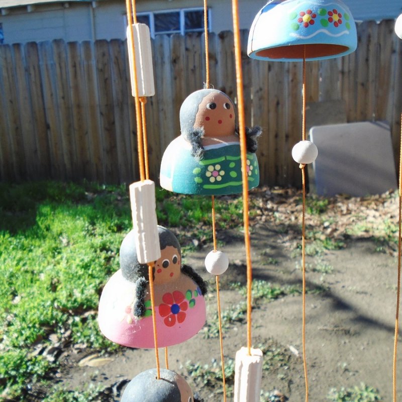 Clay Bell Vintage Wind Chime Or Stringer 15 Senoritas Girls Hand Painted Wind Chime Or Spinner Made From Terracotta Bells And Shaped As Mexican Senoritas