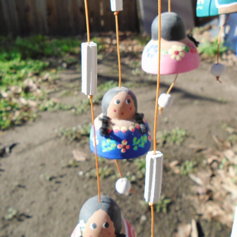 Clay Bell Vintage Wind Chime Or Stringer 15 Senoritas Girls Hand Painted Wind Chime Or Spinner Made From Terracotta Bells And Shaped As Mexican Senoritas