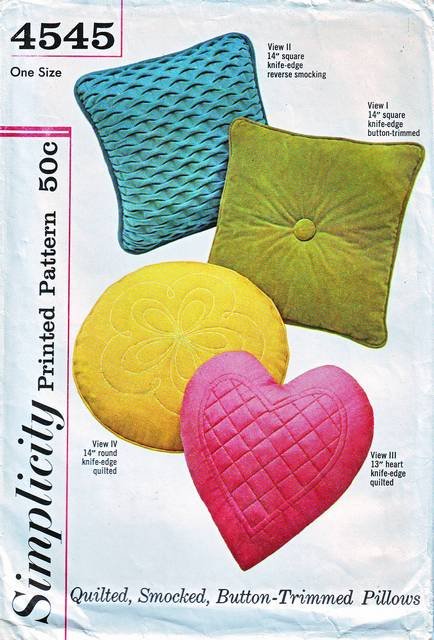 Simplicity 4545 Vintage Decorative Square Round Heart Pillows Sewing Pattern