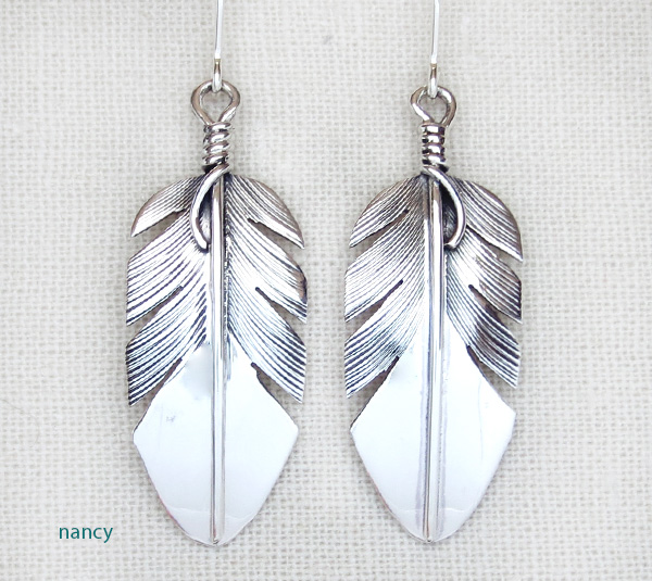 Clic Sterling Silver Feather Earrings Lena Platero Navajo 3139sn Clic Sterling Silver Feather Earrings Lena Platero Navajo
