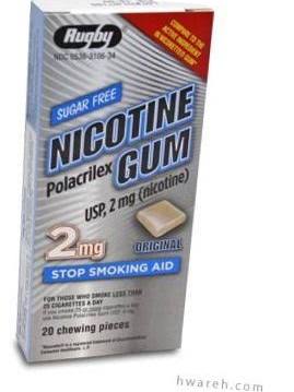 Pack of 12-Nicotine Gum 2 mg Regular Watson Gum 2 mg Reg 20 By Major Pharma/Rugby USA 