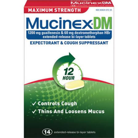 Case of 24-Mucinex DM Max Strength Tablet 1200 mg M/S 14 By RB Health  USA 
