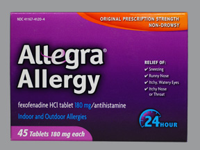 Case of 36-Allegra OTC 24HR 180 mg Tablet 24HR 180 mg 45 By Chattem Drug & Chem Co USA 