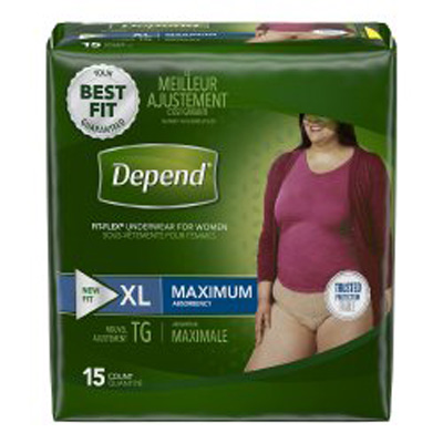 Depend Fit-Flex Max Abs Xl Women Under Guarment 2X15 By Kimberly Clark USA 