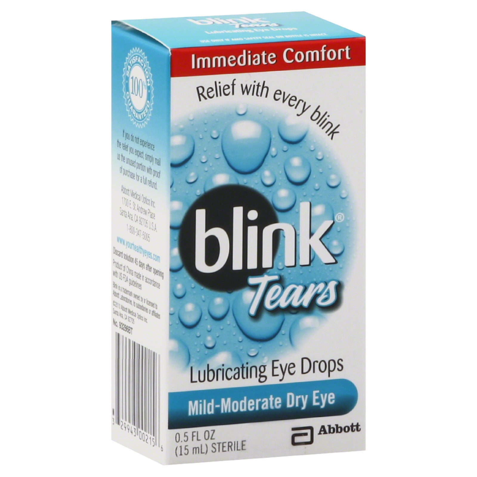 Pack of 12-Blink Tears Dry Eye Drops 15 ml By J&J Consumer USA 