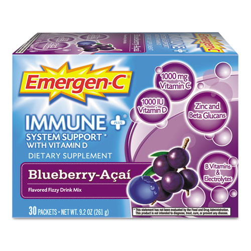 Pack of 12-Emergen-C Immune+ W/Vit D Blueberry  30 By Glaxo Smith Kline Consumer Hc USA 