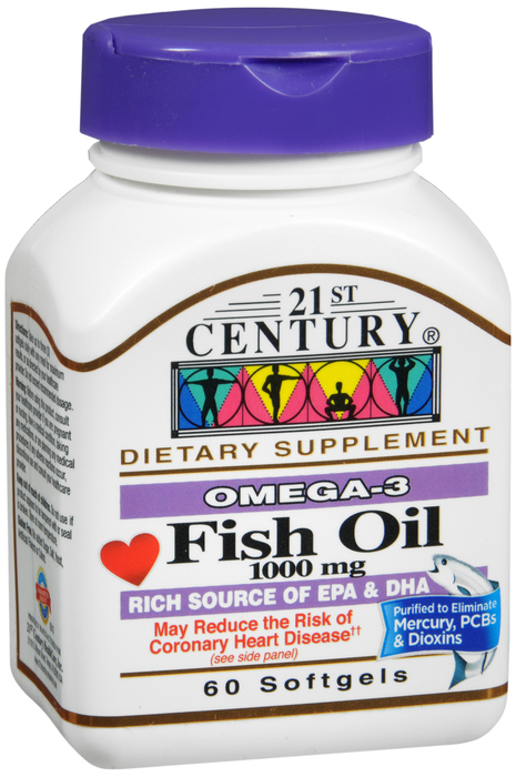 Fish Oil 1000 mg Sftgl Soft Gel 60 By 21st Century USA 