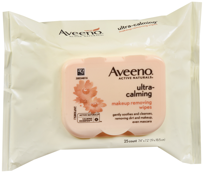 Pack of 12-Aveeno Make-Up Remove Wipe Ultra Calm 25 Count By J & J Wipe By J&J Consumer USA 