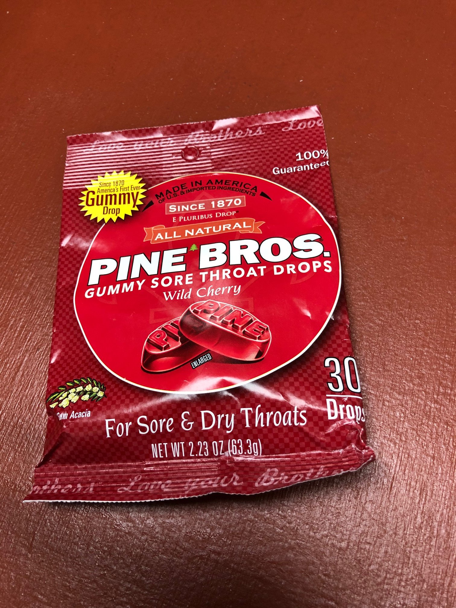 Case of 24-Pine Bros Throat Drop Bag Cherry Drops 30 By Pine Brothers USA 
