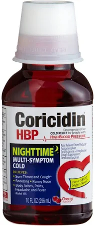 Coricidin HBP Nighttime M/S Cold Liquid 12 oz By Bayer Corp/Consumer Health USA 