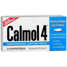 Calmol 4 Hemorrhoidal Suppositories 10% 24 By Emerson Healthcare USA 
