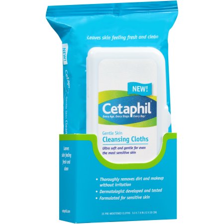 Cetaphil Gentle Cleansing Cloths Wipe 25 By Galderma Lab, USA 