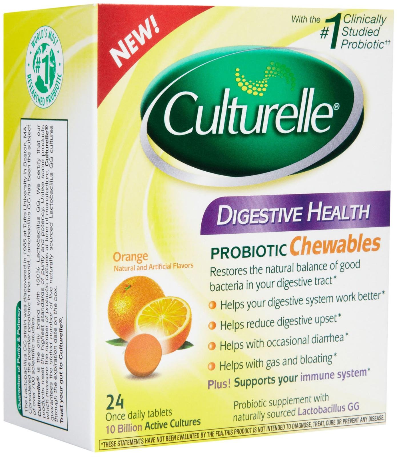 Culturelle Chewable Ornge Digestive Chewable 24 By I-Health (Culturelle) USA 