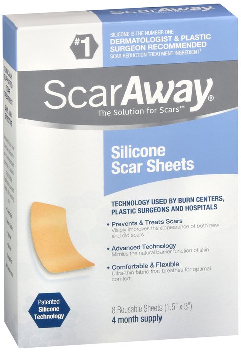 Pack of 12-Scaraway Silicone Scar Sheets Strip 8 By Perrigo/Pmi Pharmaceuticals In USA 