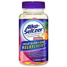 Case of 24-Alka-Seltzer Antacid Heartburn + Gas Relief Chews Tablets Tropical Chewable 32 By Bayer Corp/Consumer Health USA 