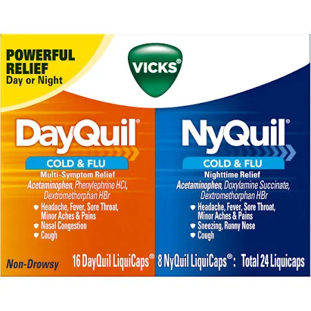 Pack of 12-Dayquil/Nyquil Cold Flu Liquicap Liquicaps 24 By Procter & Gamble Dist Co USA 