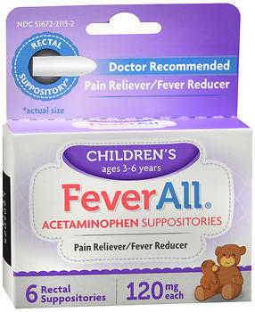 Feverall Acetaminophen 120 mg Suppository 120 mg 6 By Taro Pharmaceuticals (Feverall USA 