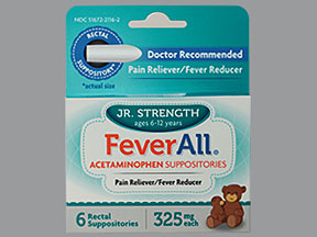 Feverall Acetaminophen 120 mg Suppository 325 mg 6 By Taro Pharmaceuticals (Feverall USA 