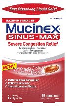 Mucinex Sinus Max Pres Pain Cough Lgl  Liqui-Gels 16 By RB Health  USA 