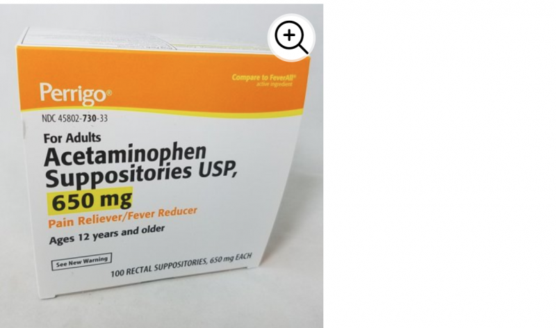 Acetaminophen 650 mg Suppository 100 Count Per Unit Dose Package By Perrigo Co USA 
