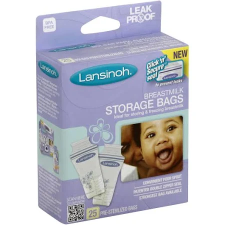 Pack of 12-Lansinoh Breast Milk Storage Bags Bag 25 By Emerson Healthcare USA 