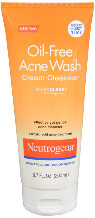 Pack of 12-Neutrogena O/F Acne Wash Clean Cream 6.7 oz By J&J Consumer USA 