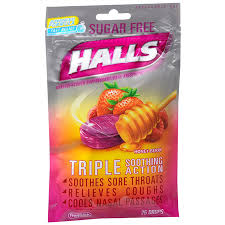 Case of 48-Halls Sugar Free Bag Honey Berry Lozenge 25 By Mondelez Global USA 