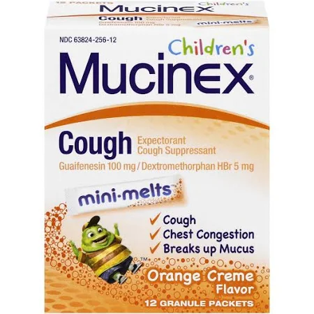 Pack of 12-Mucinex Kids Minimelt Orange Granules 12 By RB Health  USA 