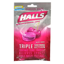 Case of 48-Halls Sugar Free Bag Black Cherry Lozenge 25 By Mondelez Global USA 