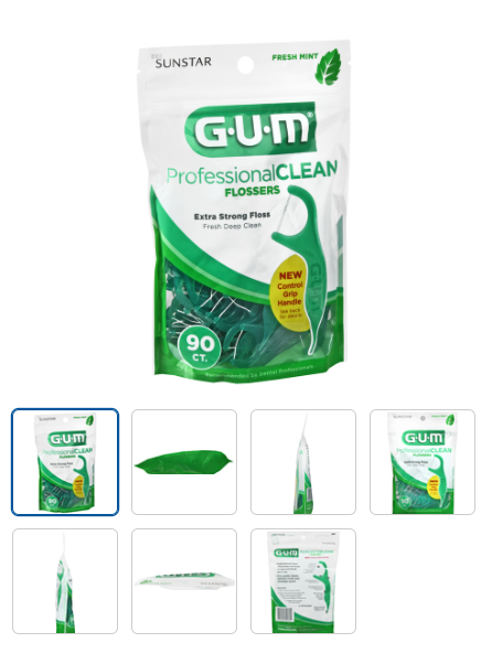 Case of 72-Gum Eez-Thru Flosser Mint 90 By Sunstar Americas USA 