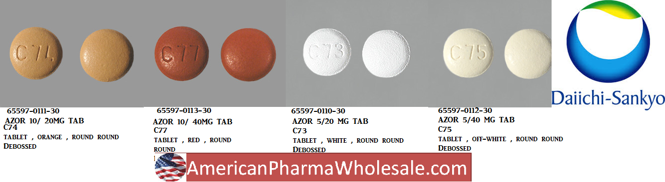 Rx Item-Azor 10/20MG 30 Tab by Daiichi Sankyo Pharma USA 