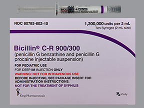 Rx Item-Bicillin CR 900/300 P 10X2 ML TBX-Keep Refrigerated - by Pfizer Pharma USA 
