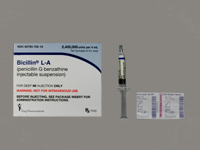 Rx Item-Bicillin LA 2400MU 10X4 ML PFS-Keep Refrigerated - by Pfizer Pharma USA 