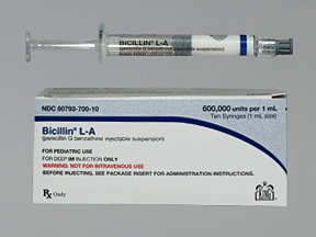 Rx Item-Bicillin LA 600MU 10X1 ML PFS-Keep Refrigerated - by Pfizer Pharma USA 