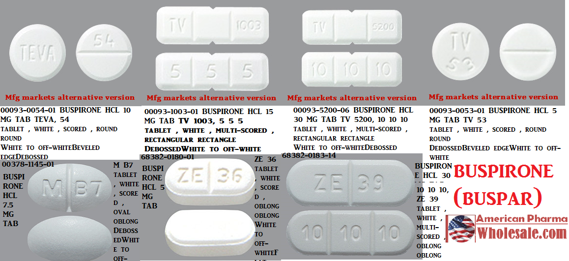 Rx Item-Buspirone 30MG 60 Tab by Teva Pharma USA 