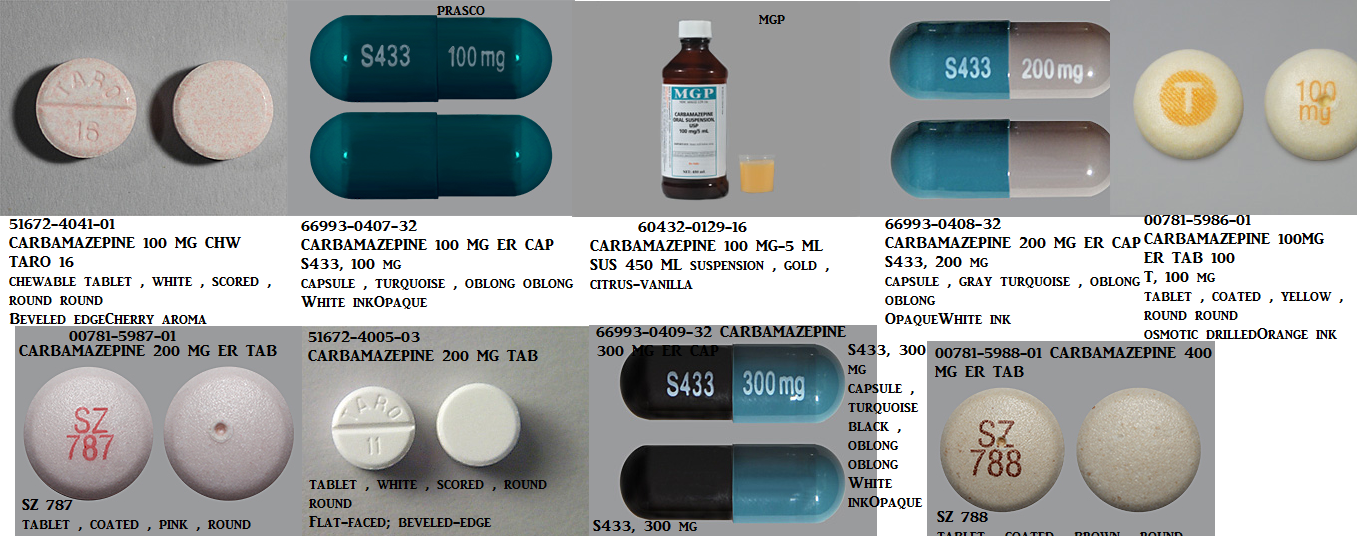 Rx Item-Carbamazepine 400MG ER 100 Tab by Sandoz Pharma USA 