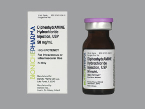 Rx Item-Diphenhydramine 50MG/ML 10 ML Multi Dose Vial by Mylan Institutional Pharma USA 