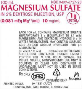 Rx Item-Magnesium Sulfate  1GM/D5% W 24X100 ML sol by Pfizer Pharma USA Injec