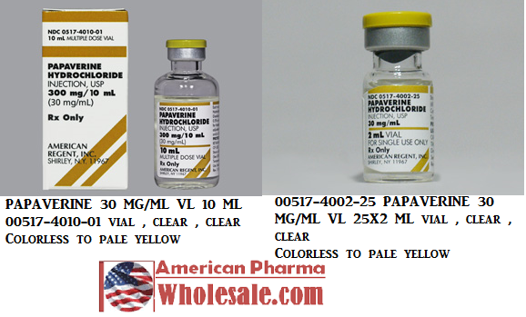 Rx Item-Papaverine 30MG/ML 25X2 ML Vial by American Regent Lab USA 