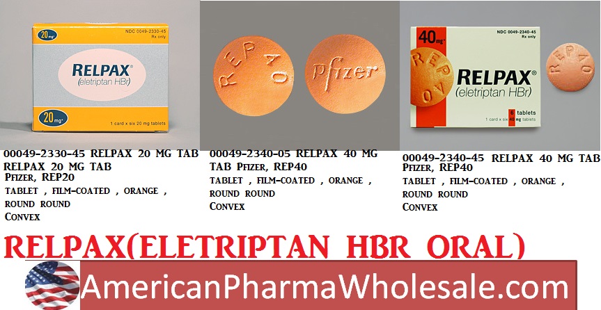 Rx Item-Relpax 40MG 12 Tab by Pfizer Pharma USA 