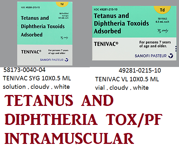 Rx Item-Tenivac 10X0.5 ML PFS-Keep Refrigerated - by Sanofi Pasteur Pharma USA 