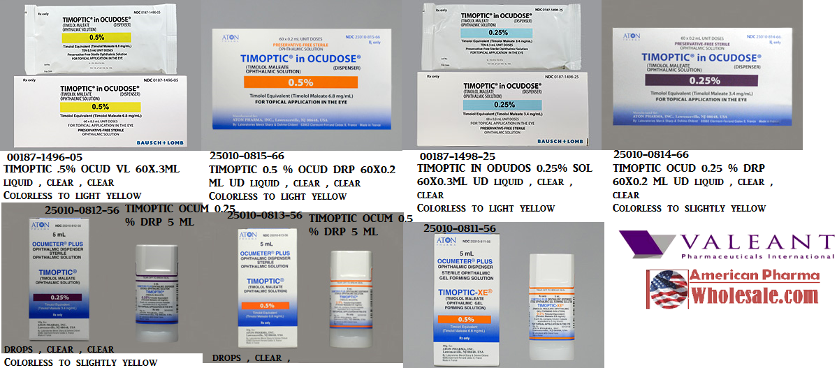 Rx Item-Timoptic 0.25% 60X0.3 ML SOL by Valeant Pharma USA 