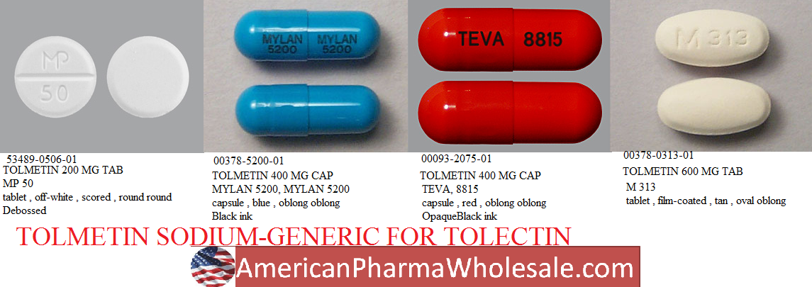Rx Item-Tolmetin 600MG 100 Tab by Mylan Pharma USA 