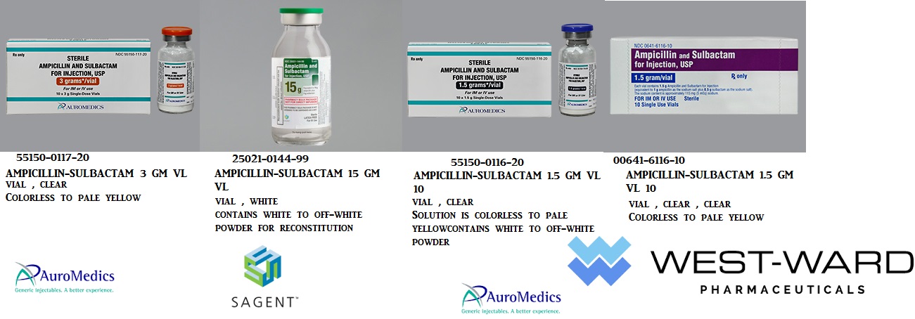 Rx Item-Ampicillin-Sulbactam 3GM 10 Vial by Auromedics Pharma USA 