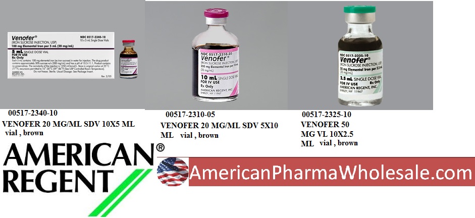 Rx Item-Venofer 20MG/ML 10X5 ML Single Dose Vial by American Regent Lab USA Brand