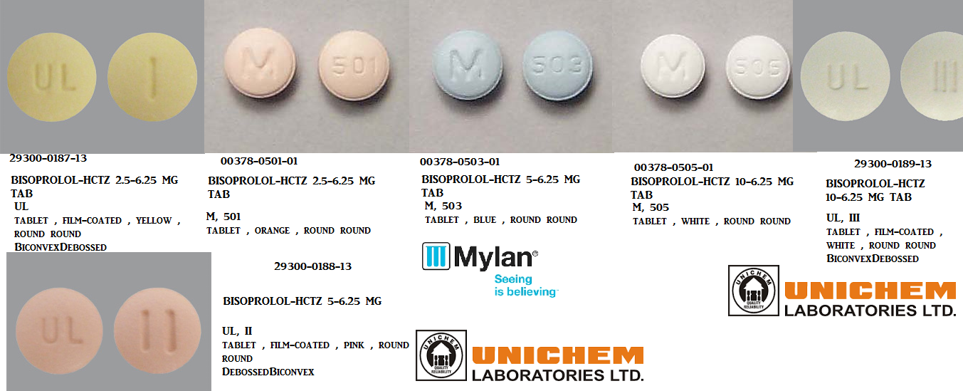 Rx Item-Bisoprolol-HCTZ 2.5/6.25MG 100 Tab by Unichem Pharma USA 