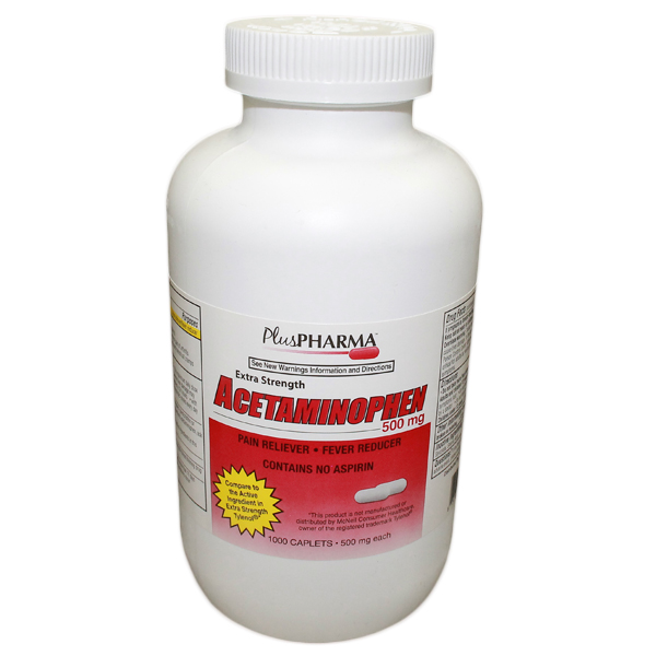 Acetaminophen ES 500 Mg Caplets 1000 Generic Tylenol by Plus Pharma