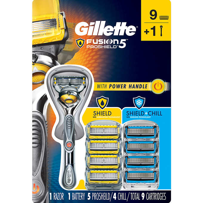Gillette Fusion 5 Proshield Power Razor with 9 Cartridges Free Shipping