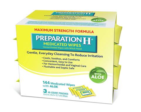 Case of 24-Preparation H Medicated Wipes Women By Glaxo Smith Kline Consumer Hc USA 